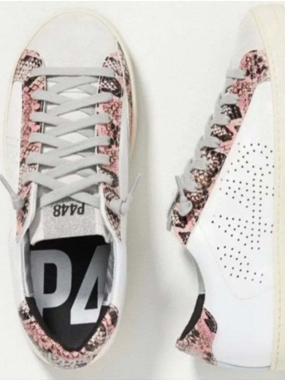 P448 Pink Snakeskin Leather Sneakers - 38